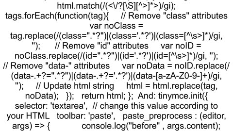 Force TinyMCE to strip out data attributes