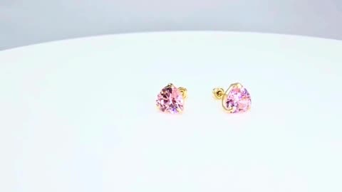 Heart Earrings pink 14k gold