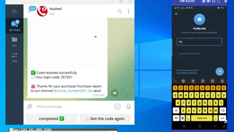 hushed. virtual number bot Telegram
