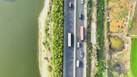 Dhaka Chittagong Highway top down view l Free 4k Drone Video l Free stock footage l Copyright free l