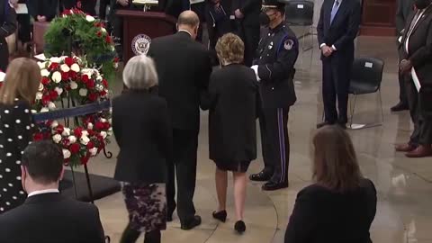 Elizabeth Dole mourning her husband, Sen. Bob Dole during a service at the U.S. Capitol