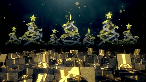 Golden christmas trees and gifts, Animation