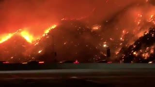 Massive brush fire captured on camera from 405 Freeway in Los Angeles