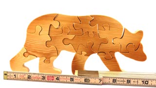 Wood Bear Puzzle, Handmade and Finished with Mineral Oil and Beeswax, Freestanding 15 Pieces