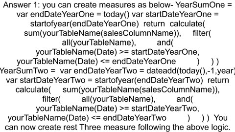 Power BI Calculate yeartocurrent date over multiple prior years