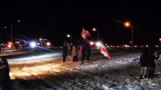 The freedom trucker convoy driving through Moose Jaw Canada