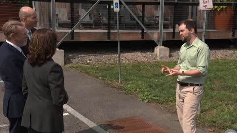 VP Harris arrives for energy tour at SUNY in New York