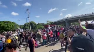 SHOCKING Video Shows Migrant Caravan Stampede Through Mexican Security Forces