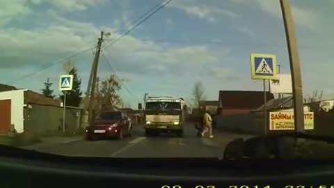 Very close call on pedestrian crossing