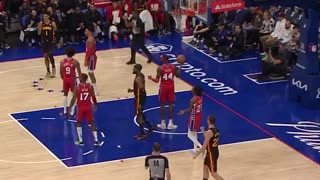 Trae Young Dribbles Past Embiid for And-1 Finish! Sixers vs Hawks