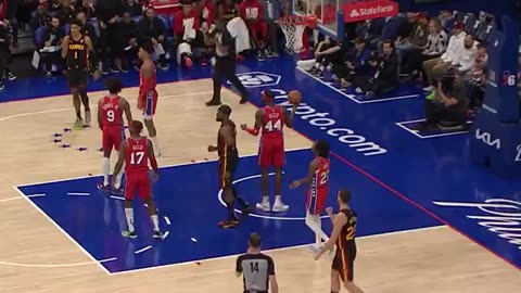 Trae Young Dribbles Past Embiid for And-1 Finish! Sixers vs Hawks