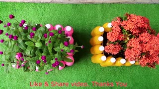 Amazing Flower Pots, DIY recycling plastic bottles into Colorful Flower Pots