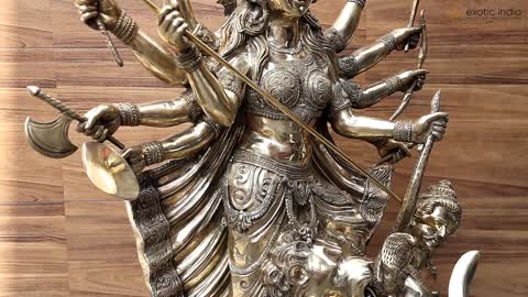 62" Superfine Large Maa Durga Brass Statue | Handmade | Exotic India Art