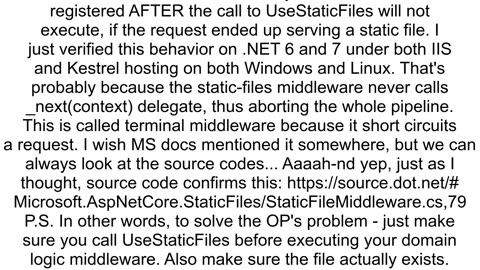 Detect static file request from NET core middleware