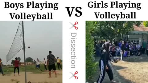 Girls playing volleyball VS boys playing volleyball