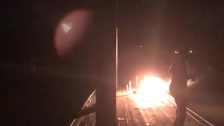 Firework on dock explodes on ground