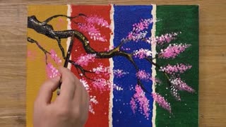 4 Piece Painting _ Cotton Swabs Painting Technique