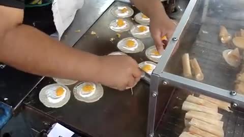 Thai crepe with coconut slice and cream
