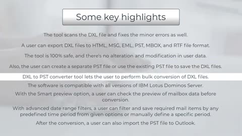 Easily convert DXL files to PST format.