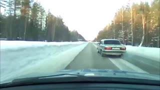 Snow Covered Road High Speed Police Chase... Doesn't End Well...