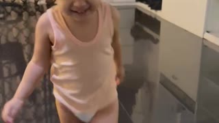Cute Baby Walks With Slippers For The First Time