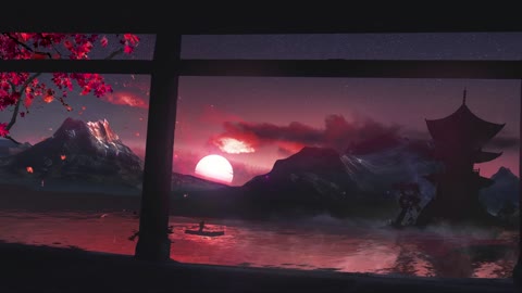 Animation scenery sunset