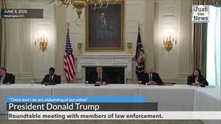 "There won't be any disbanding of our police," says President Trump