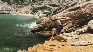 Collab copyright protection - purple swim trunks cliff bellyflop