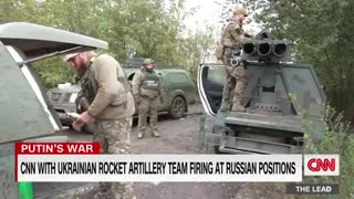 Ukrainian rocket artillery team firing on Russians