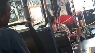 Bus driver makes guy fall on purpose