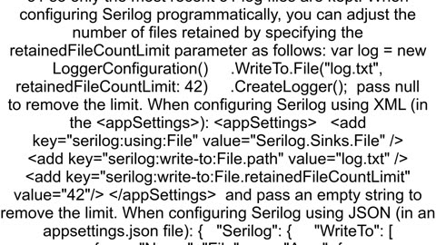 How do I automatically tail delete older logs using Serilog in a Net WPF application