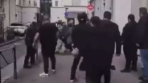 "Pro Palestine" mob tried disrupting a Jewish Aliyah fair in Lyon last night.