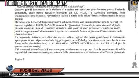 OBBLIGO: UNA STORICA ORDINANZA Fuori dal Virus n.876.SP