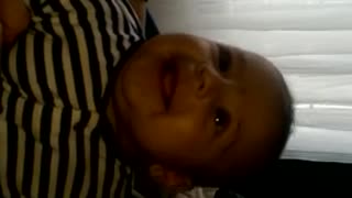 Hilarious baby laughing for the first time