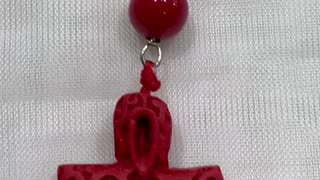Handmade + Knotting Unique Bracelet and Earrings Set with Cinnabar Cross. Gift