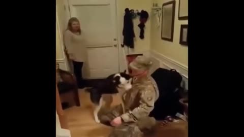 Dog Is Excited To See Military Dad Return Home !?