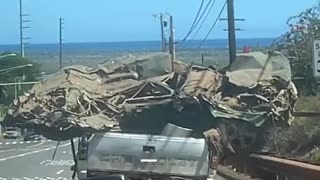 Truck Barely Carries Old Car in Bed