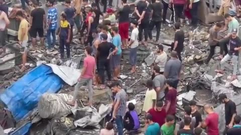 ISRAELWAR|Palestinians inspect the last night destruction caused by the Israeli airstrikes|WRF