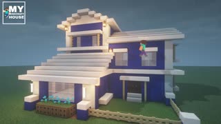 Minecraft: How to build a simple blue house #2