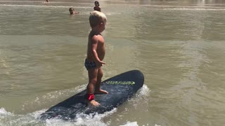 Cool Kid Surfs to Shore