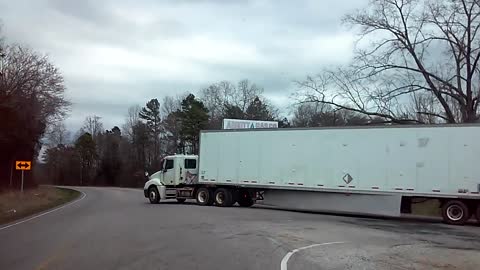 Jerk-off trucker doesn't even stop for a stop sign?