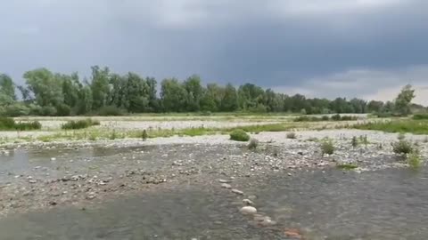 relaxing sound running water river Bergamo Italy