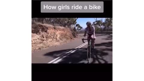 How girls ride a bike vs how boys ride a bike meme