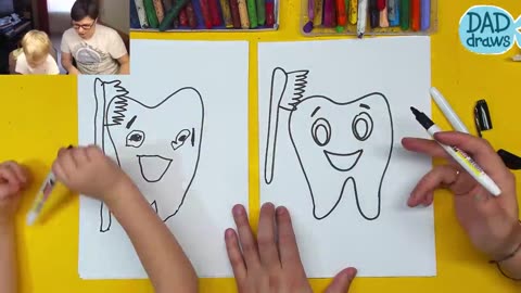 How to draw a Tooth, Toothpaste, Toothbrush