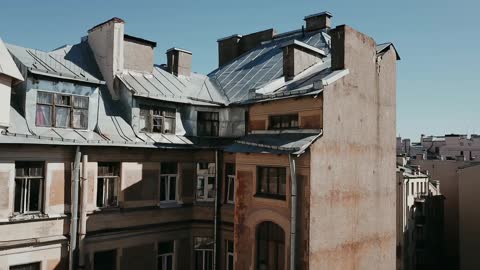 Drone Footage Of An Old Building's Exterior