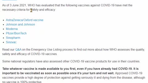 WHO vax advise page corrections, lol