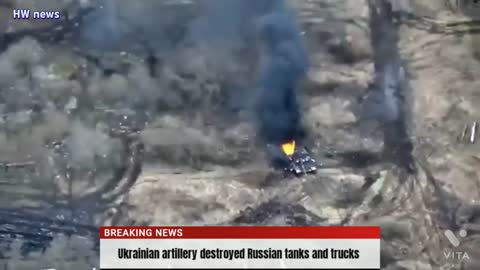 Russian tanks decimated with Ukrainian Bayraktar TB2 and Artillery