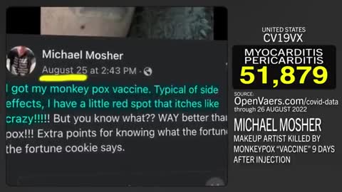 HE SAID "GET VACCINATED YOU DUMBASSES"...DUMBASS IS DEAD 9 DAYS AFTER HIS MONKEYPOX SHOT.