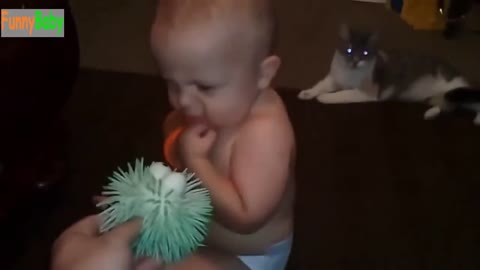 Baby Afraided of Prickly Toy