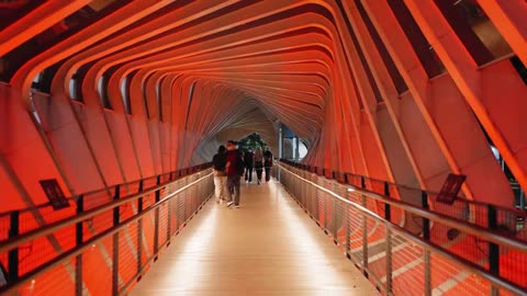 Tracking Shot Down the Gelora Bung Karno Footbridge